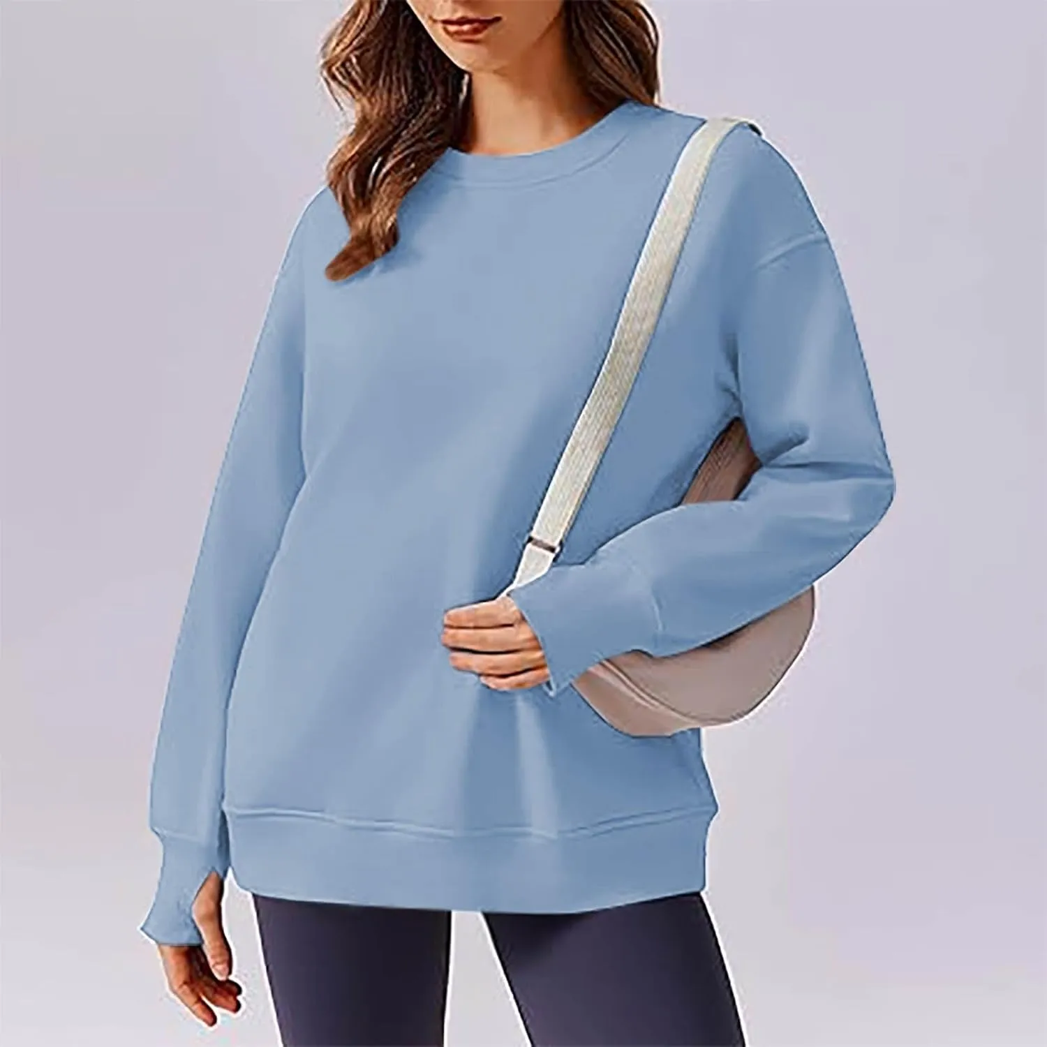 Womens Oversized Sweatshirts Spring Trendy Long Sleeve Crewneck Pullover Tops Casual Comfy Outfits with Thumb Holes