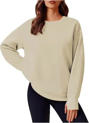 Womens Oversized Sweatshirts Spring Trendy Long Sleeve Crewneck Pullover Tops Casual Comfy Outfits with Thumb Holes