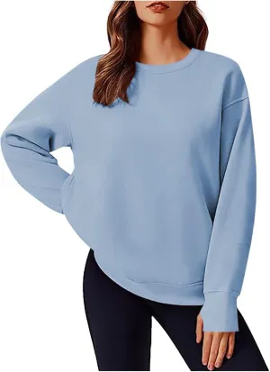 Womens Oversized Sweatshirts Spring Trendy Long Sleeve Crewneck Pullover Tops Casual Comfy Outfits with Thumb Holes