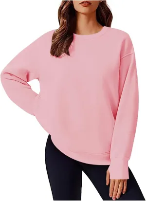 Womens Oversized Sweatshirts Spring Trendy Long Sleeve Crewneck Pullover Tops Casual Comfy Outfits with Thumb Holes