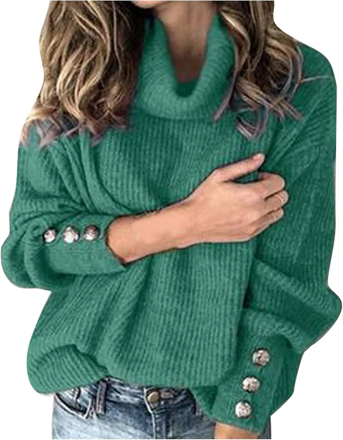 Women's Oversized Turtleneck Sweaters Chunky Pullover Sweaters Cowl Neck Long Sleeve Winter Slouchy Loose Knit Sweaters