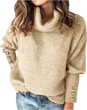 Women's Oversized Turtleneck Sweaters Chunky Pullover Sweaters Cowl Neck Long Sleeve Winter Slouchy Loose Knit Sweaters