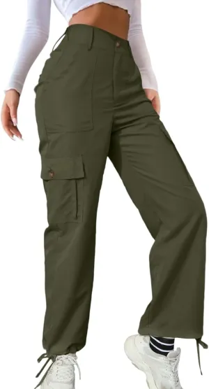Women's Pocket High Waist Workwear Pants Casual Versatile Pants Plus Size Bell Bottoms