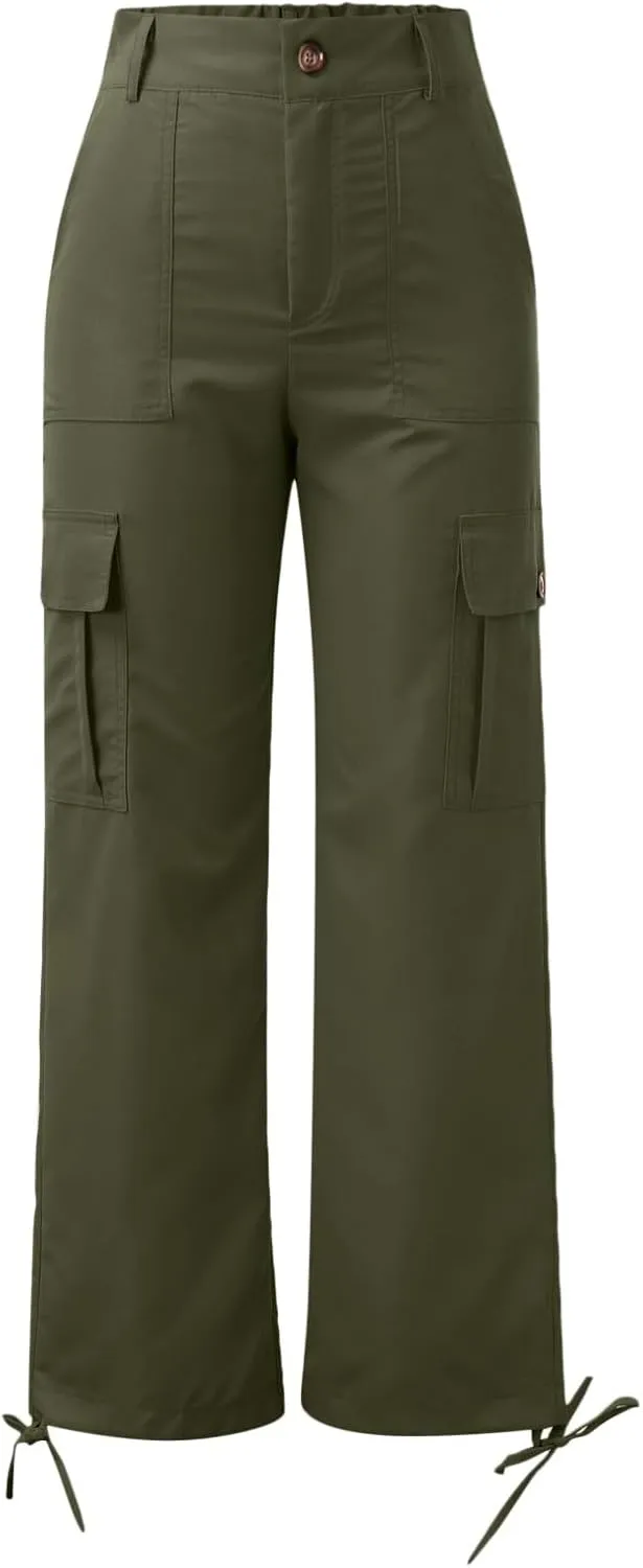 Women's Pocket High Waist Workwear Pants Casual Versatile Pants Plus Size Bell Bottoms