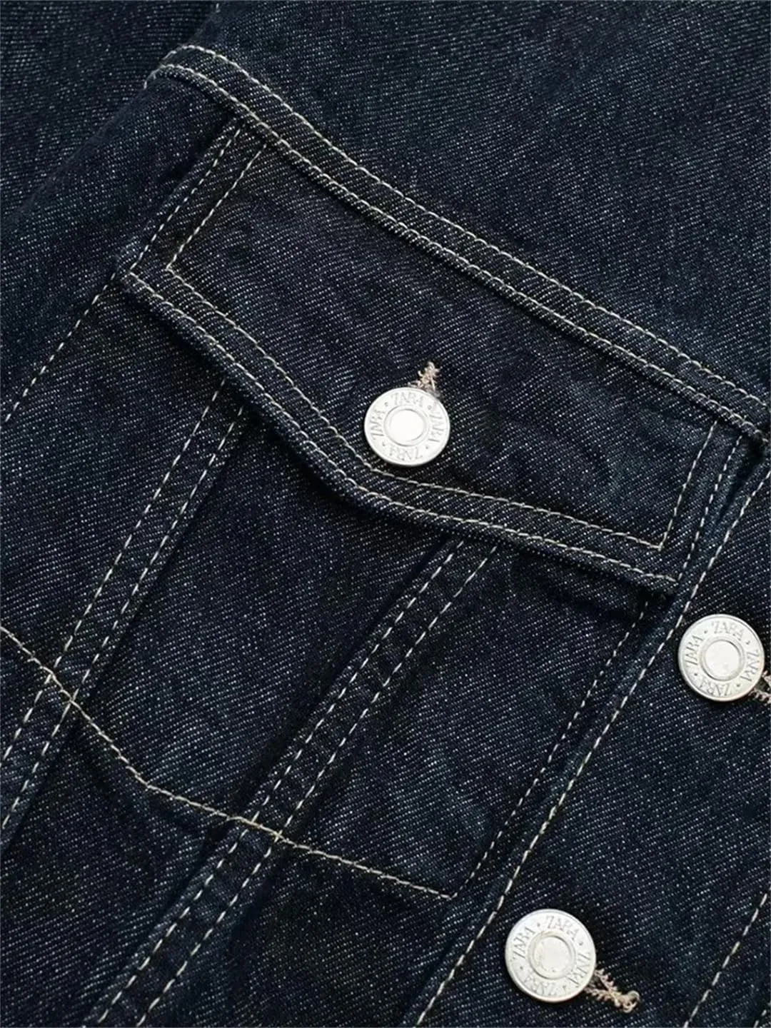 Women's Short Denim Jacket Blue Single Breasted Lapel Vintage Denim Jacket