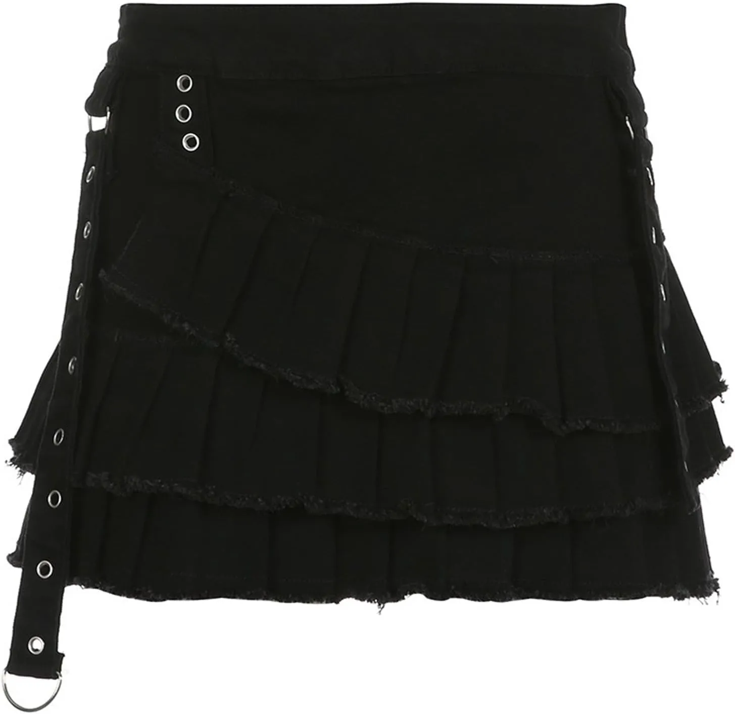 Women's Short Skirt, Denim Mini Skirt, Pleated Skirt, high Waisted Denim Shorts Skirt, Black Denim Short Skirt