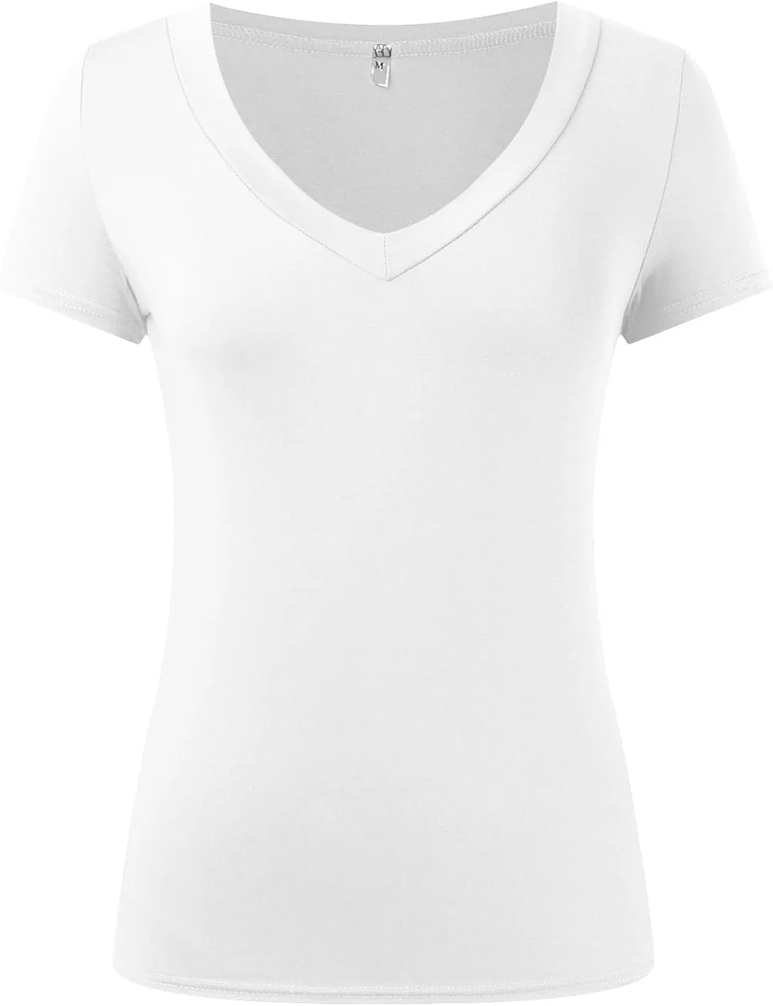 Womens Short Sleeve Shirts V Neck Shirts Summer Sexy Casual Slim Fit Basic T-Shirt Fashion Tee Solid Top