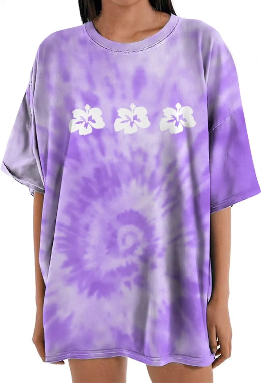 Womens Short Sleeve Tops Crewneck Tie Dye Shirts Oversized Tees T-Shirt Trendy Shirts Blouse Graphic Funny T Shirts