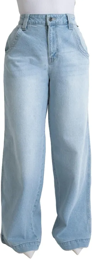Women's Straight Leg High Waist Baggy Denim Jeans Loose Boyfriend Casual Stretchy Jeans