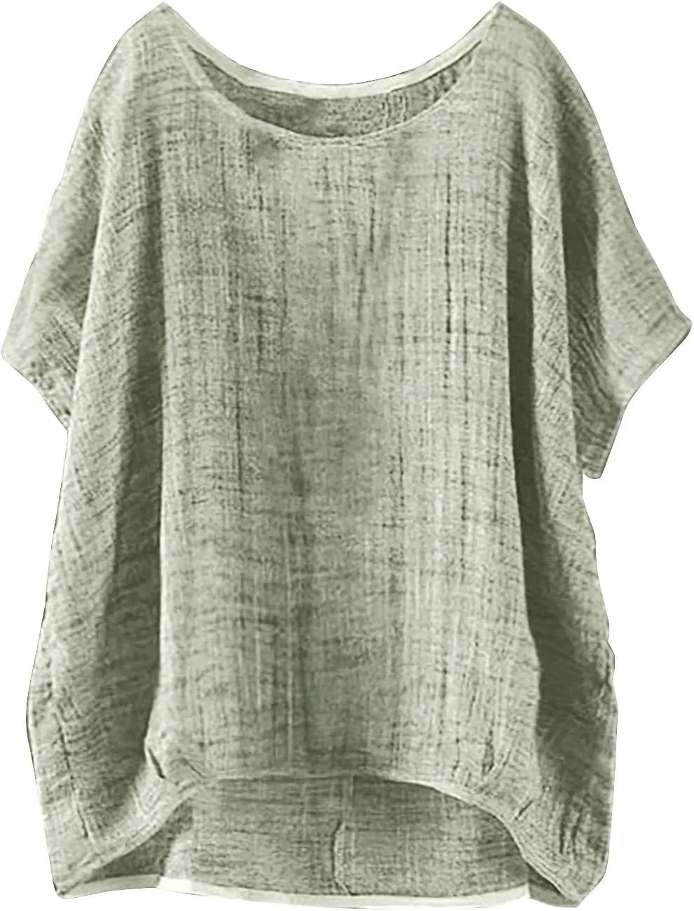 Women's Summer Cotton Linen Boho Floral Short Sleeve Tunic Tops Casual Comfy Womens Tops Oversized Business