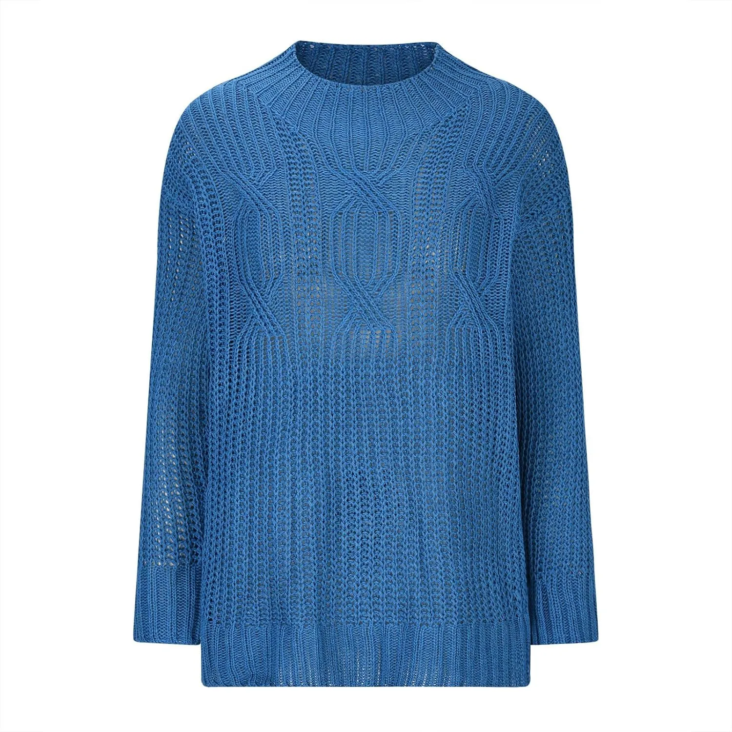 Womens Sweaters Crewneck Long Sleeve Jumper Tops Cozy Chunky Cable Knit Sweaters Slouchy Oversized Pullover Sweaters