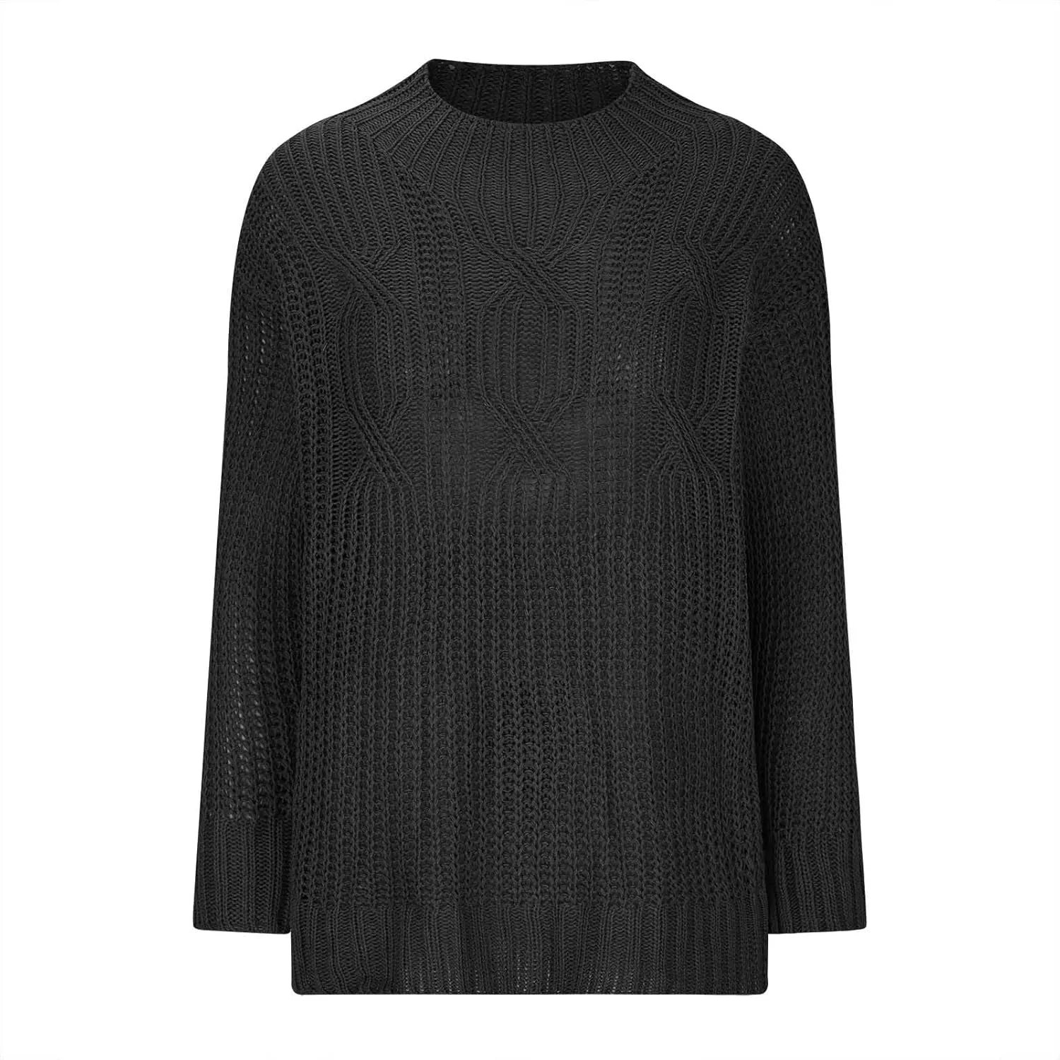 Womens Sweaters Crewneck Long Sleeve Jumper Tops Cozy Chunky Cable Knit Sweaters Slouchy Oversized Pullover Sweaters