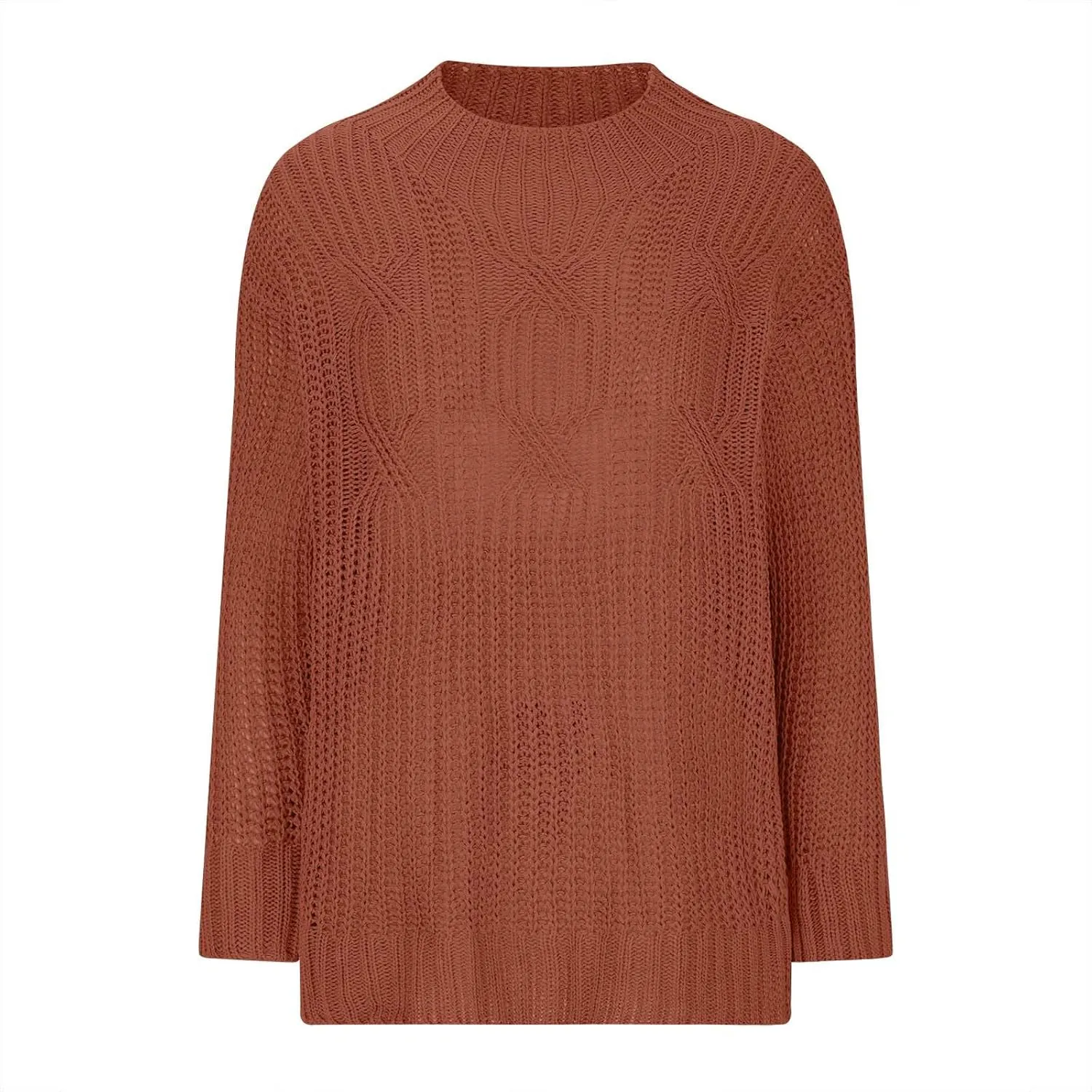 Womens Sweaters Crewneck Long Sleeve Jumper Tops Cozy Chunky Cable Knit Sweaters Slouchy Oversized Pullover Sweaters