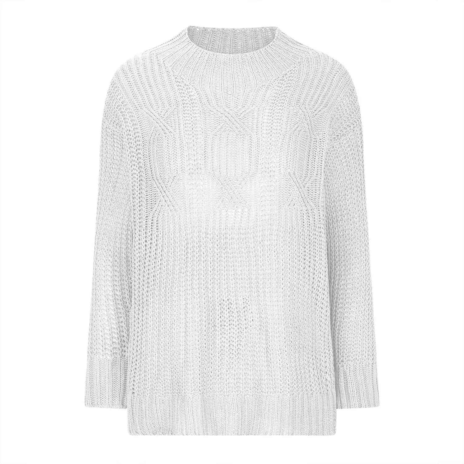 Womens Sweaters Crewneck Long Sleeve Jumper Tops Cozy Chunky Cable Knit Sweaters Slouchy Oversized Pullover Sweaters