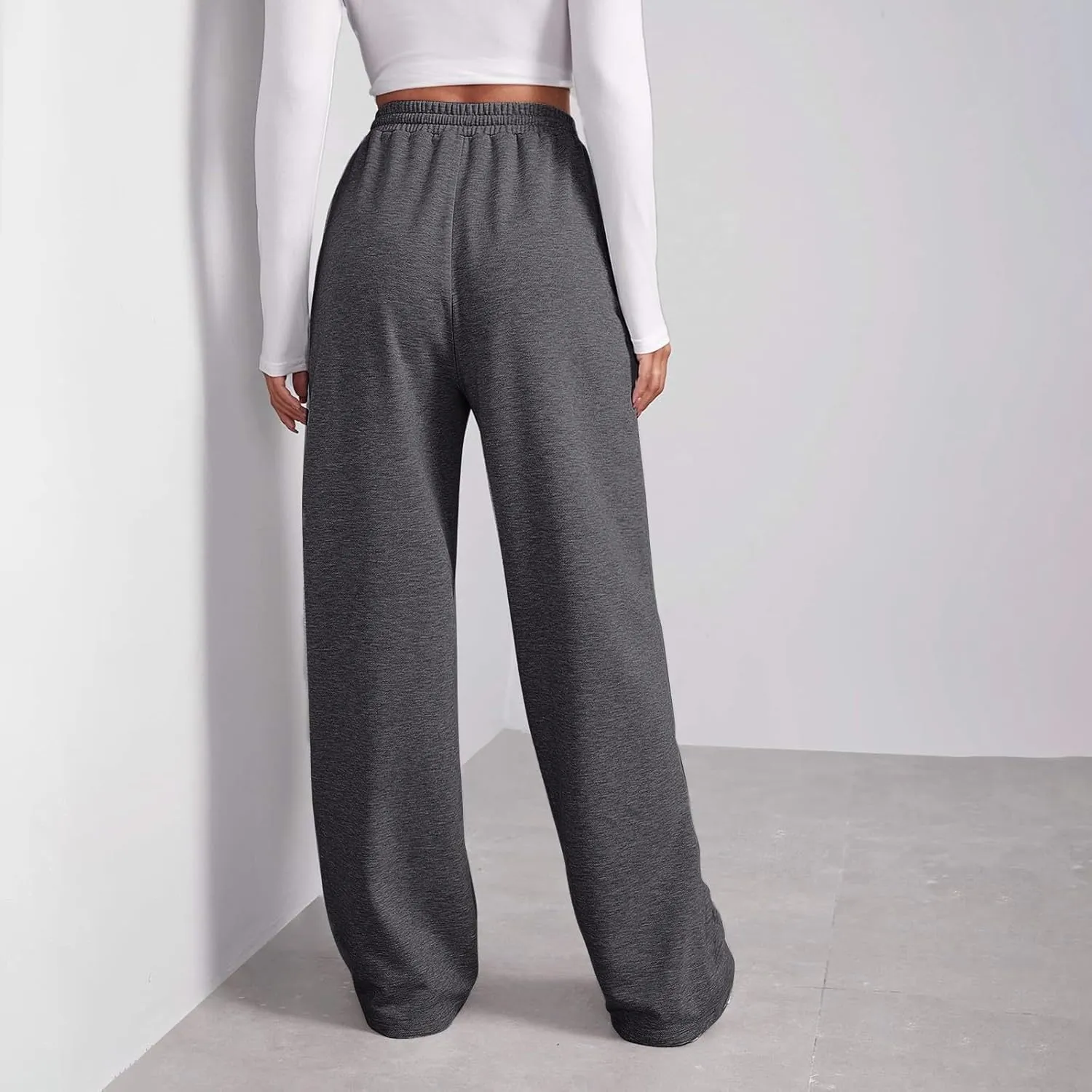Womens Sweatpants Plus Size Bottoms Joggers Stretch Drawstring Preppy Straight Leg Basics Pants Trousers