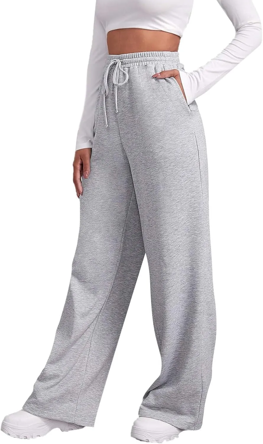 Womens Sweatpants Plus Size Bottoms Joggers Stretch Drawstring Preppy Straight Leg Basics Pants Trousers