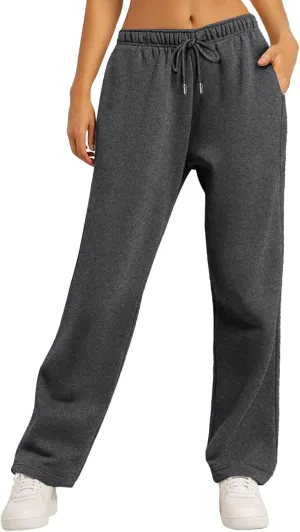 Womens Sweatpants Plus Size Bottoms Joggers Stretch Drawstring Preppy Straight Leg Basics Pants Trousers