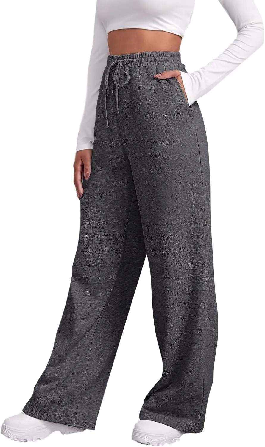 Womens Sweatpants Plus Size Bottoms Joggers Stretch Drawstring Preppy Straight Leg Basics Pants Trousers