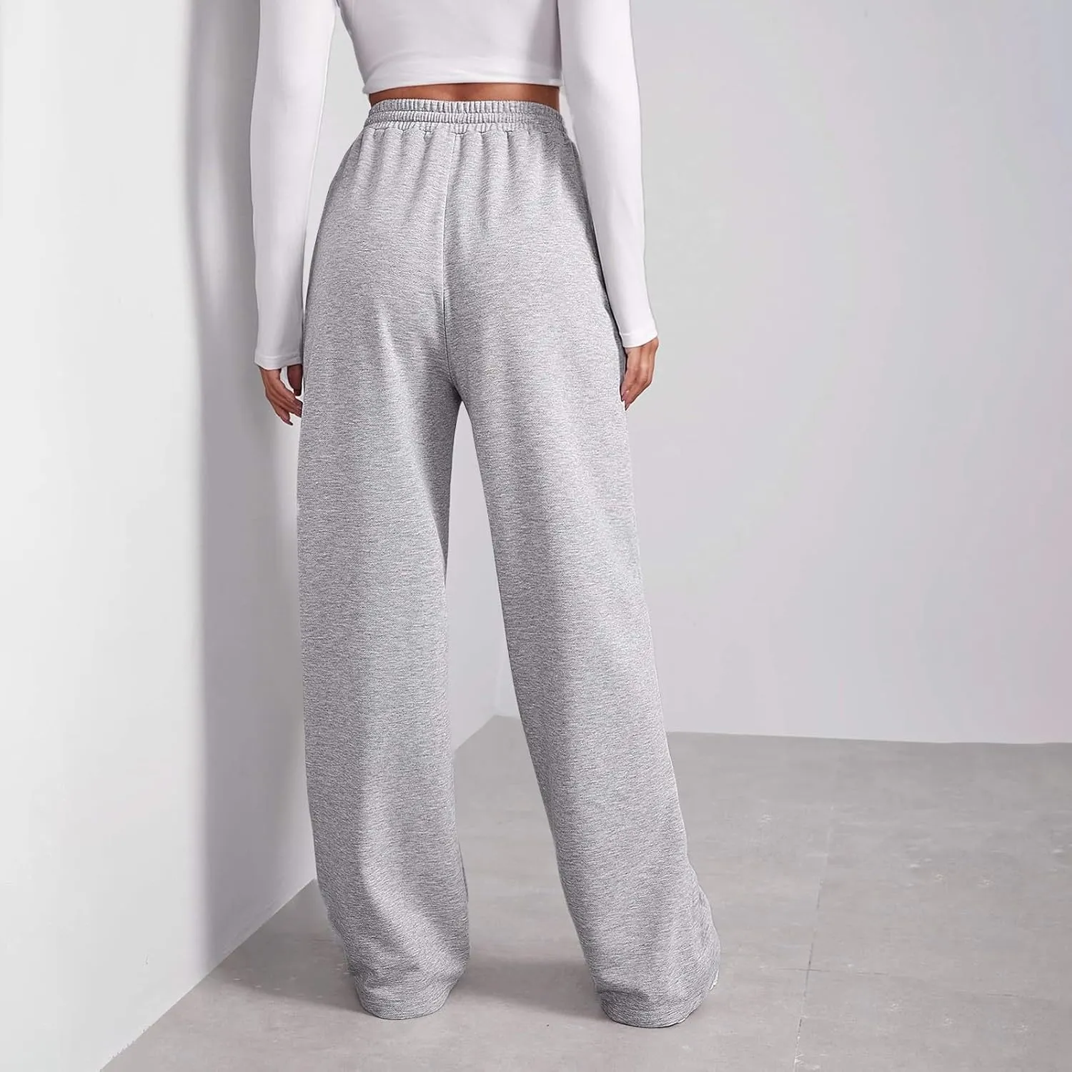 Womens Sweatpants Plus Size Bottoms Joggers Stretch Drawstring Preppy Straight Leg Basics Pants Trousers