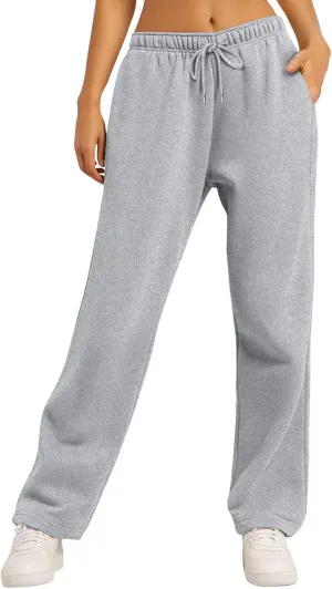 Womens Sweatpants Plus Size Bottoms Joggers Stretch Drawstring Preppy Straight Leg Basics Pants Trousers