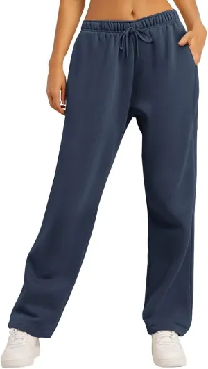 Womens Sweatpants Running Gym Casual Bottoms Sports Joggers Preppy High Waisted Drawstring Pants Trousers