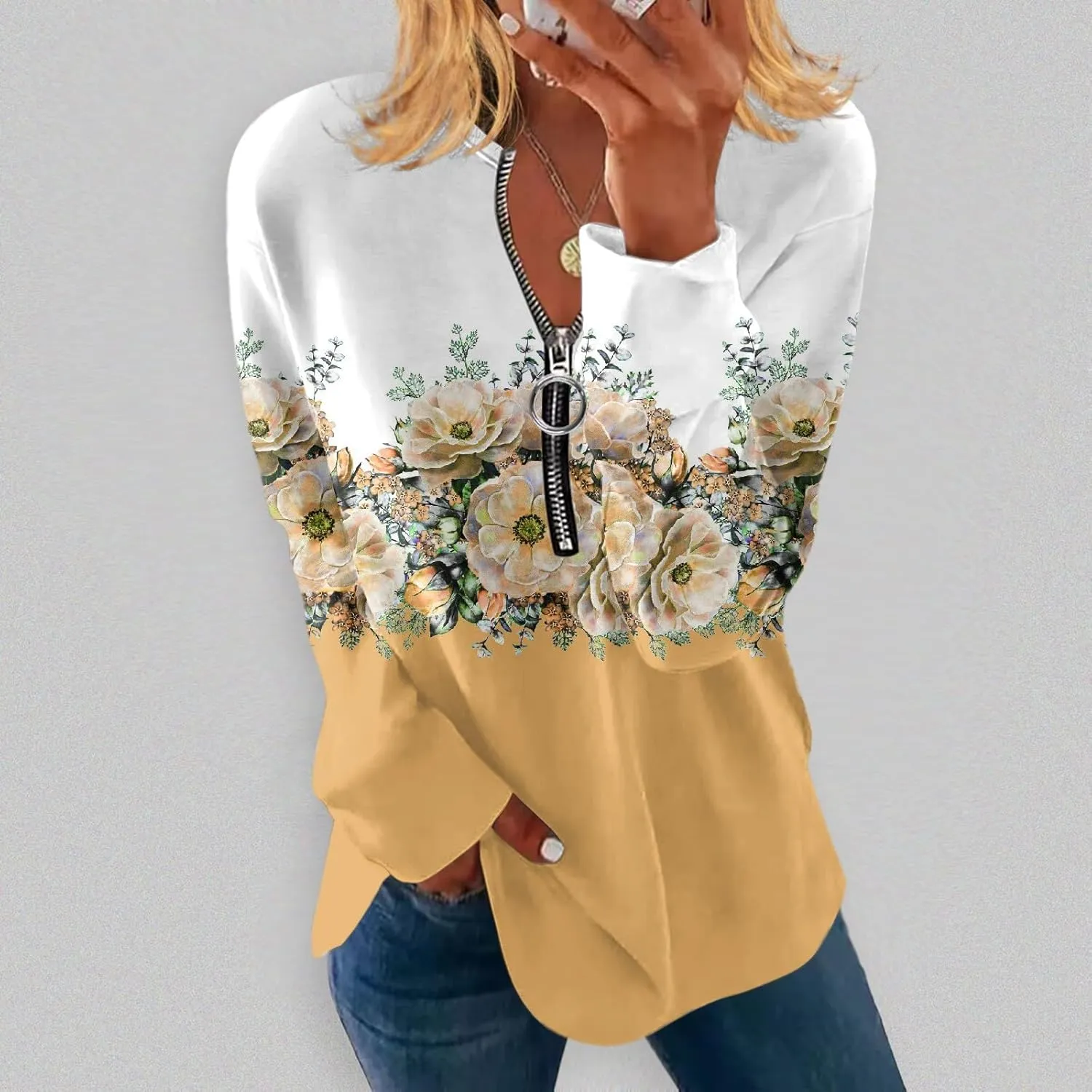 Womens Sweatshirts Quarter Zip Sweatshirts Pullover Casual Zip Up Cute Hoodies 2023 Fall Outfits Athletic Tops