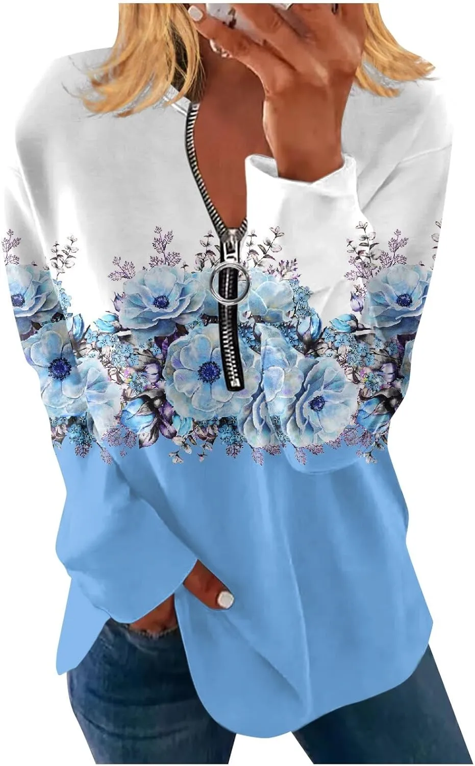 Womens Sweatshirts Quarter Zip Sweatshirts Pullover Casual Zip Up Cute Hoodies 2023 Fall Outfits Athletic Tops