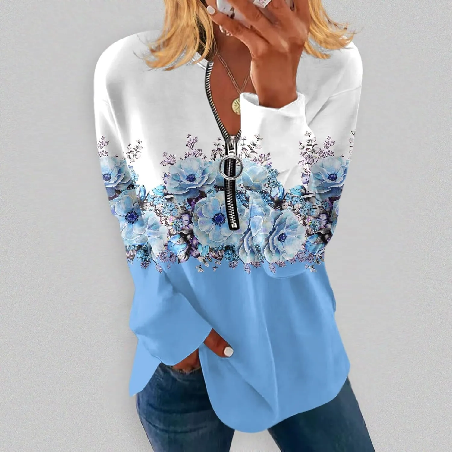 Womens Sweatshirts Quarter Zip Sweatshirts Pullover Casual Zip Up Cute Hoodies 2023 Fall Outfits Athletic Tops