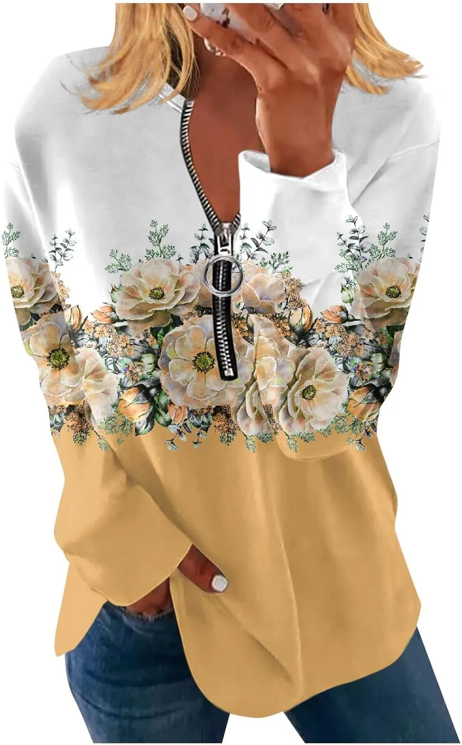 Womens Sweatshirts Quarter Zip Sweatshirts Pullover Casual Zip Up Cute Hoodies 2023 Fall Outfits Athletic Tops
