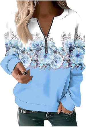 Womens Sweatshirts Quarter Zip Sweatshirts Pullover Casual Zip Up Cute Hoodies 2023 Fall Outfits Athletic Tops