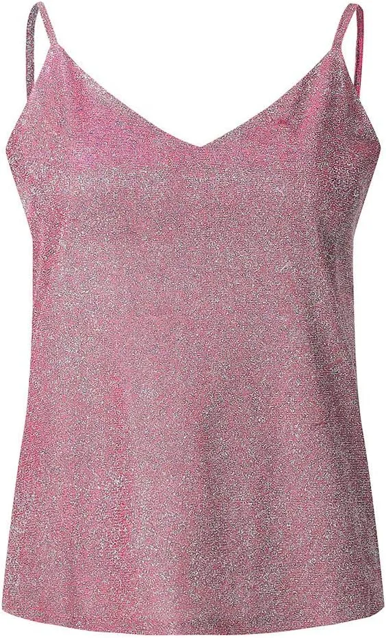 Womens Tank Tops Casual Fashion V Neck Strappy Sequin Sparkle Shimmer Camisole Sleeveless Tanks Tops