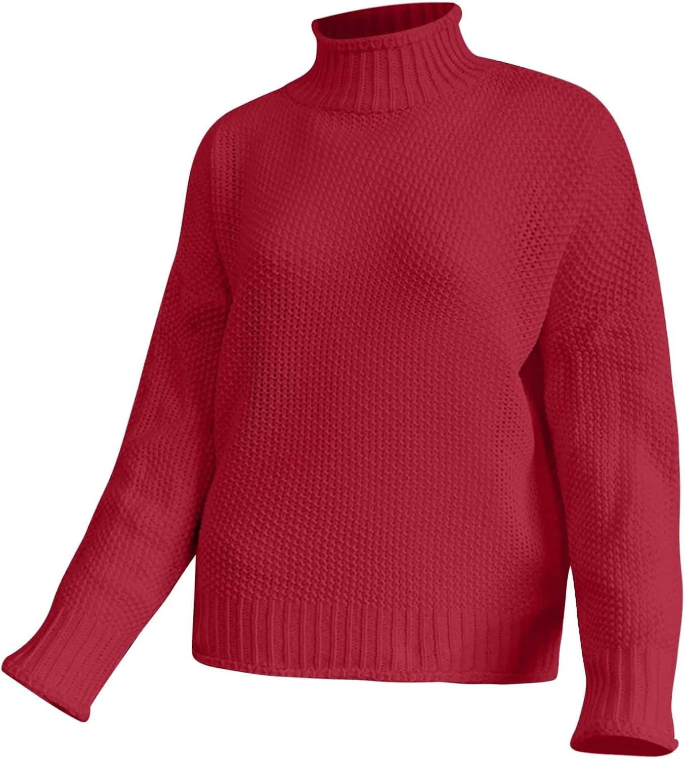 Womens Turtleneck Oversized Long Sleeve Fall Sweater 2023 Plus Size Tunic Pullover Mock Neck Sweaters Ribbed Knit Tops