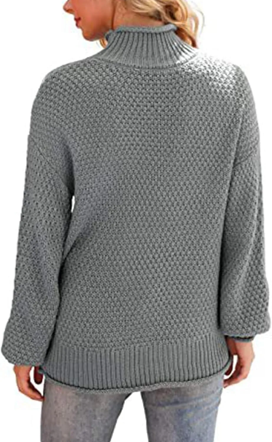 Women's Turtleneck Oversized Sweaters Batwing Long Sleeve Loose Chunky Knit Pullovers