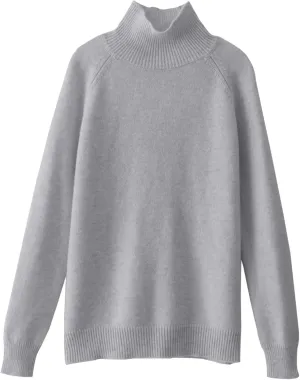 Womens Turtleneck Ribbed Knit Sweater Fall Warm Lightweight Trendy Jumpers Long Sleeve Loose Fit Casual Pullover Tops