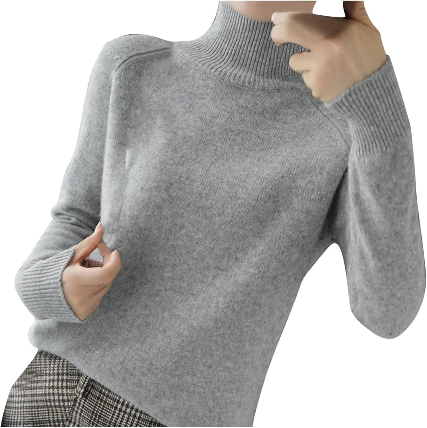 Womens Turtleneck Ribbed Knit Sweater Fall Warm Lightweight Trendy Jumpers Long Sleeve Loose Fit Casual Pullover Tops