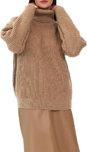Women's Turtleneck Sweaters Long Sleeve Oversized Pullovers Winter Warm Casual Knit Tops