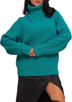 Women's Turtleneck Sweaters Long Sleeve Oversized Pullovers Winter Warm Casual Knit Tops