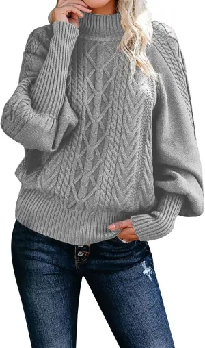 Womens Turtleneck Sweaters Oversized Sweaters Ribbed Knit Sweater Winter Pullover Sweater Chunky Sweaters Jumper Tops