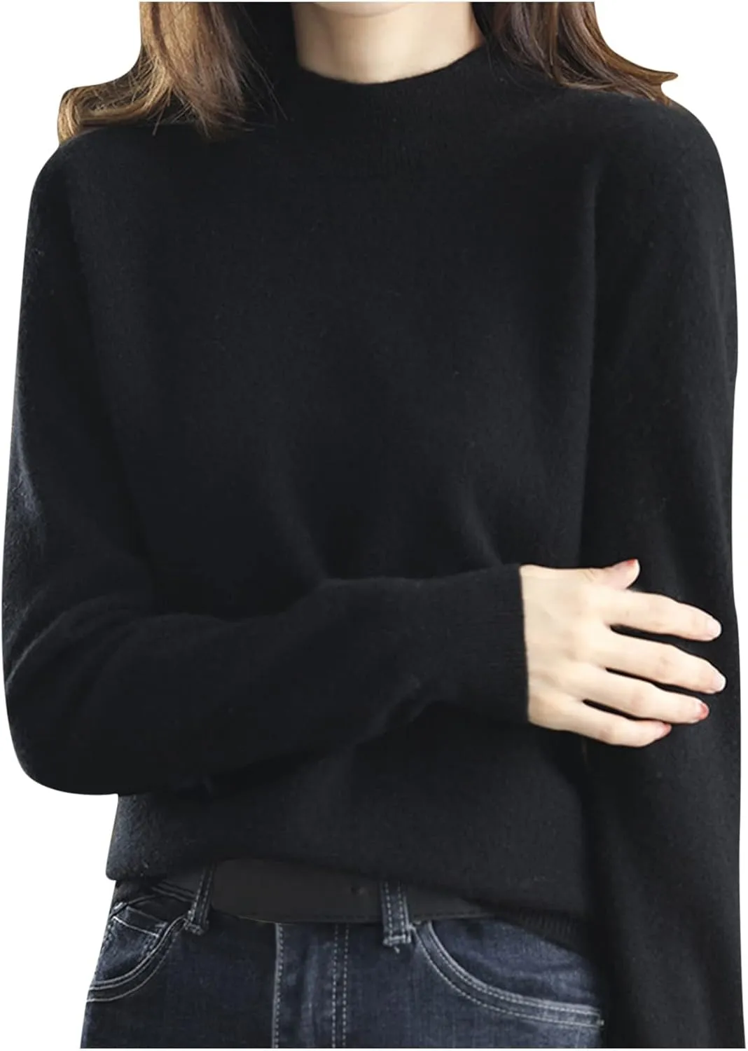 Womens Turtleneck Sweaters Oversized Sweaters Ribbed Knitted Sweater Fall Pullover Sweater Y2K Sweaters Jumper Tops