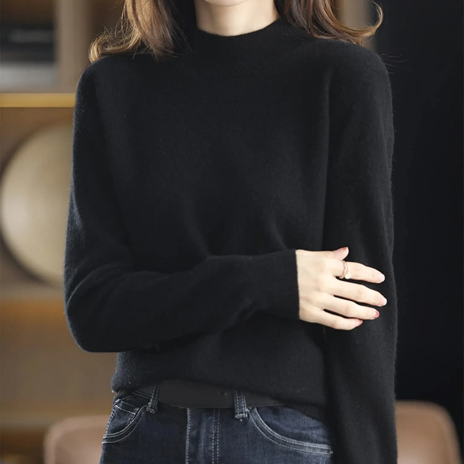Womens Turtleneck Sweaters Oversized Sweaters Ribbed Knitted Sweater Fall Pullover Sweater Y2K Sweaters Jumper Tops