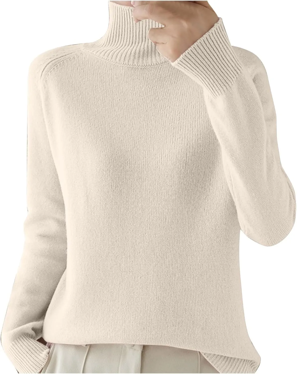 Womens Turtleneck Sweaters Oversized Sweaters Ribbed Knitted Sweater Fall Pullover Sweater Y2K Sweaters Jumper Tops