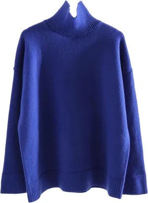 Women's Turtleneck Sweaters Winter Warm Knit Pullovers Long Sleeve Oversized Casual Sweater