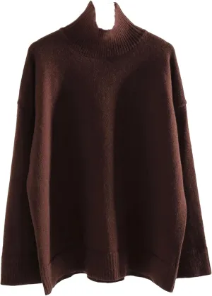 Women's Turtleneck Sweaters Winter Warm Knit Pullovers Long Sleeve Oversized Casual Sweater