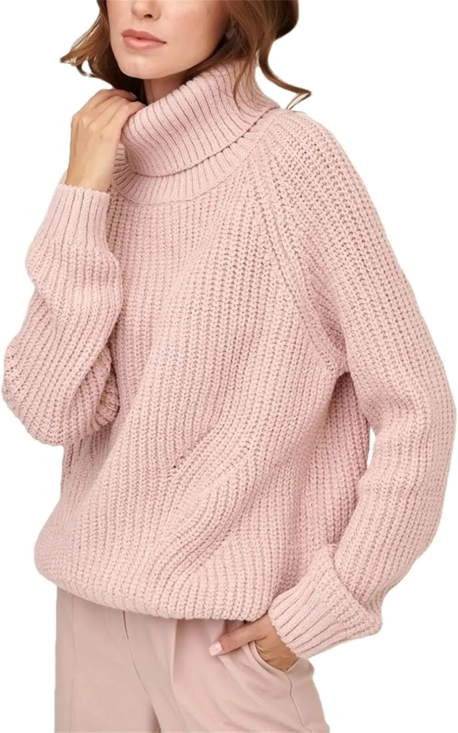 Women's Turtlenecks Pullovers Knitted Sweater Winter Soft Thick Oversize Long Sleeve Top