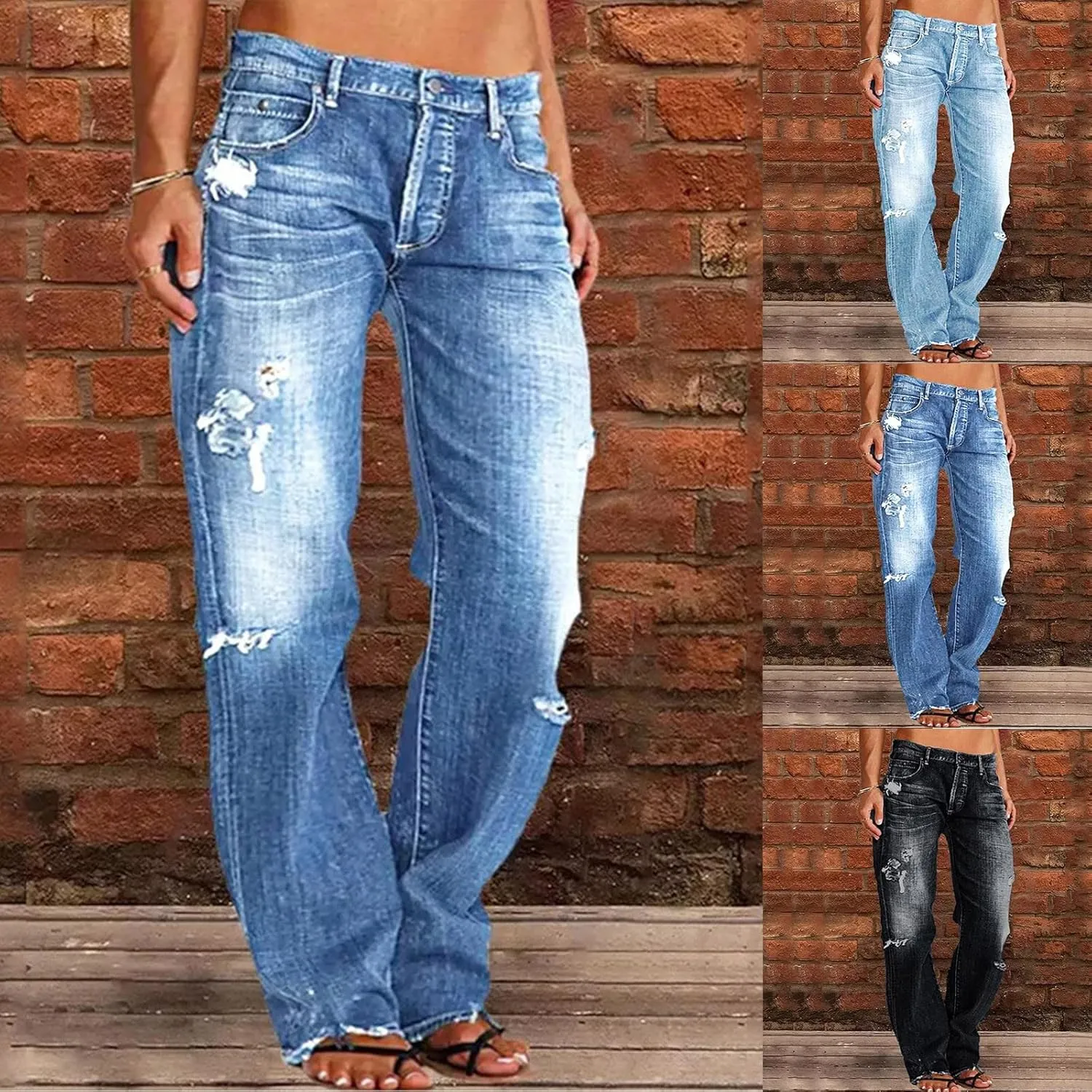 Women's Wedgie Straight Jeans Mid Womens Poket Lace Denim Casual Women's Jeans Trendy Jeans for Women 2024 Women's