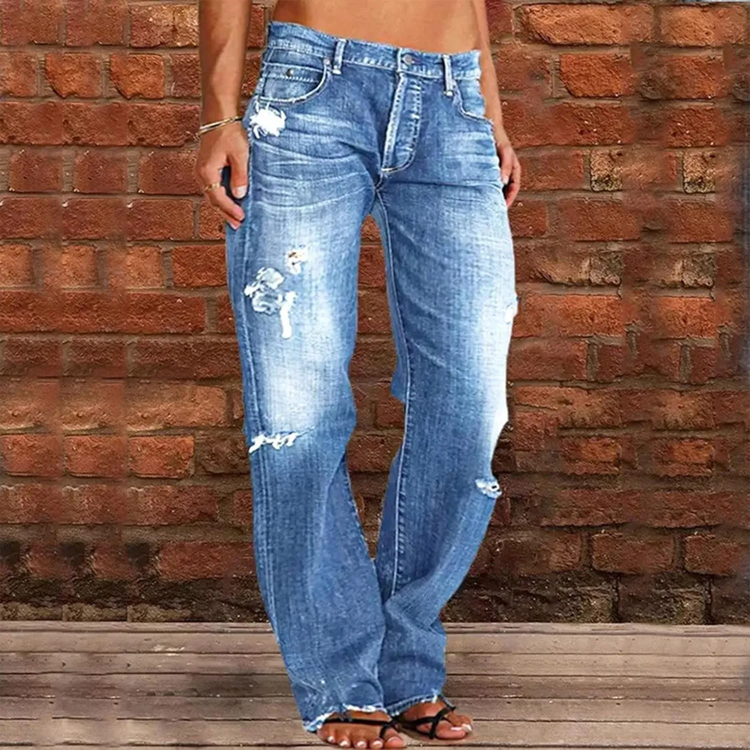 Women's Wedgie Straight Jeans Mid Womens Poket Lace Denim Casual Women's Jeans Trendy Jeans for Women 2024 Women's