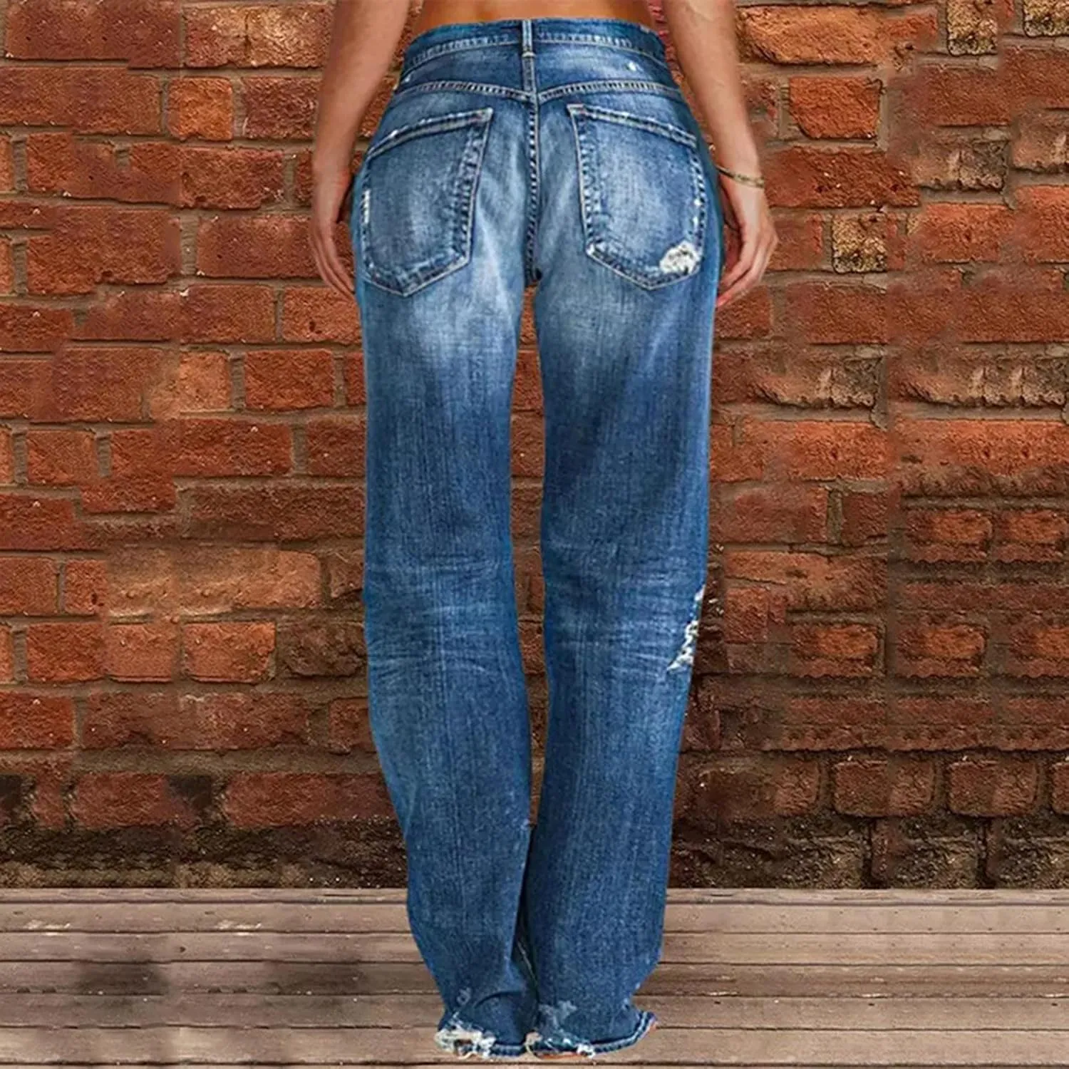Women's Wedgie Straight Jeans Mid Womens Poket Lace Denim Casual Women's Jeans Trendy Jeans for Women 2024 Women's