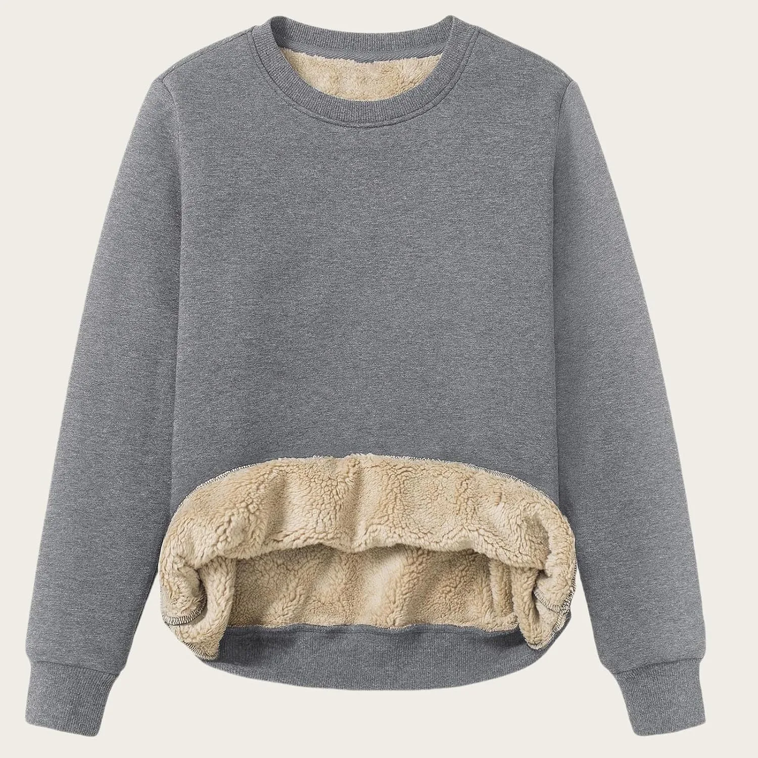 Womens Winter Warm Fleece Sherpa Lined Sweatshirts Casual Crewneck Long Sleeve Pullover Sweatshirt Clothes Tops