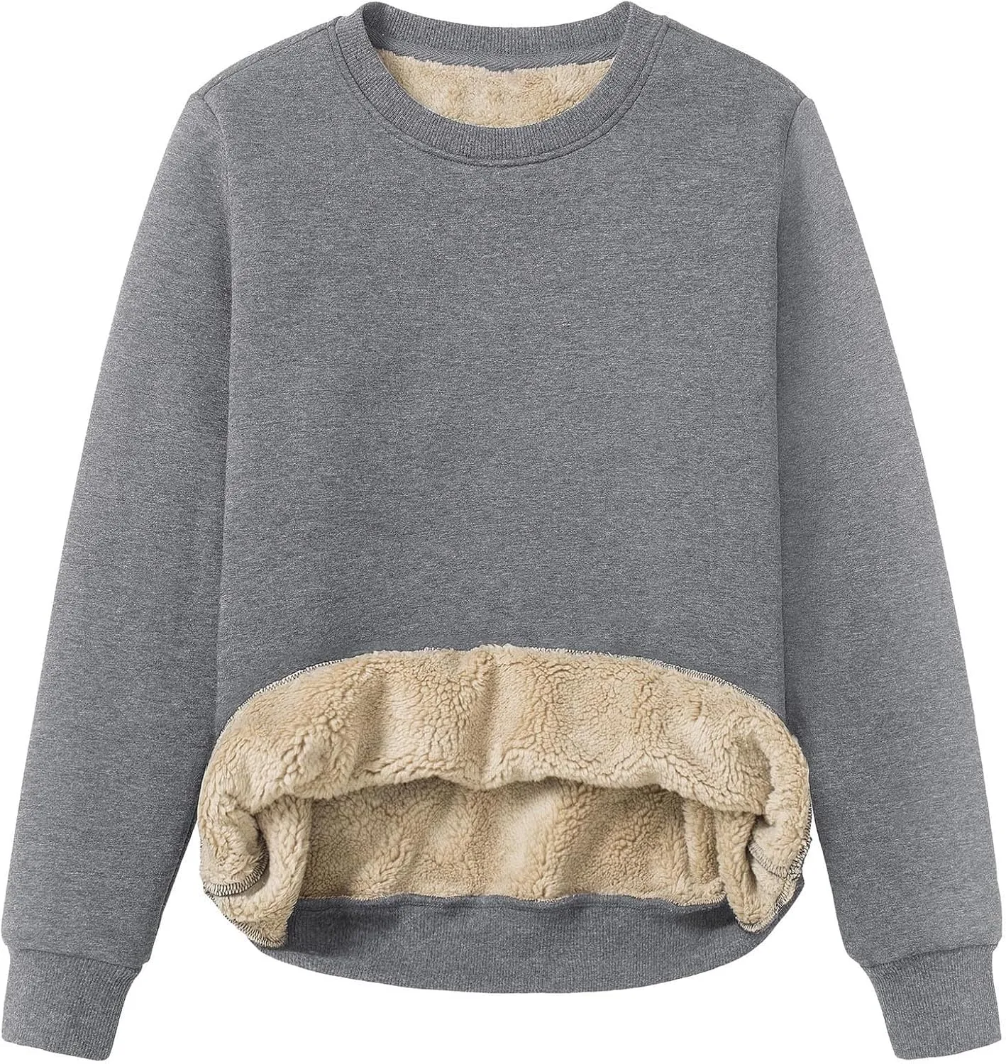 Womens Winter Warm Fleece Sherpa Lined Sweatshirts Casual Crewneck Long Sleeve Pullover Sweatshirt Clothes Tops