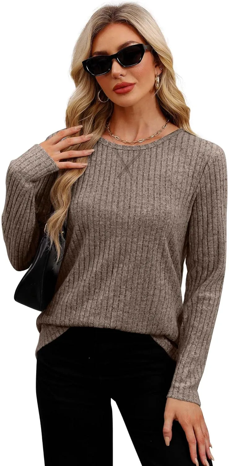 XIEERDUO Long Sleeve Shirts for Women Tunic Tops Casual Fall Tops Lightweight Sweaters 2024